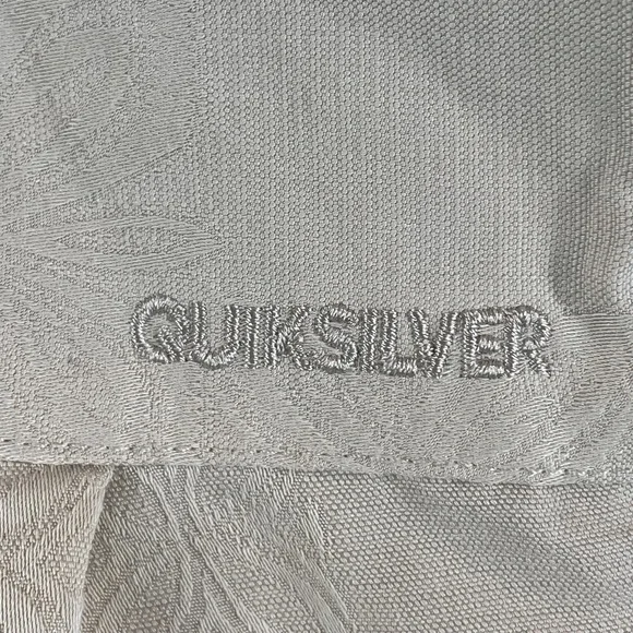 Quiksilver Waterman Shirt Men‎ Large Bege Jacquard Tribal Hawaiian Modal Blend - Picture 4 of 9